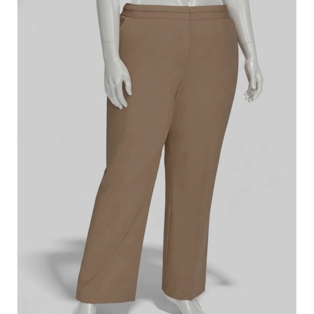 DKNY Women's Beige Seamed Waistband Wide-Leg Dress Pants Plus Size 22W
